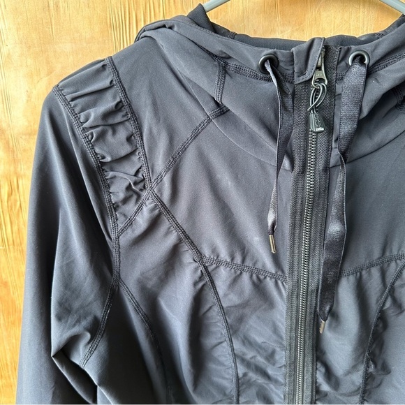 Zella Full Zip Black Reflective Hooded Activewear Sweatshirt Jacket - Picture 7 of 11